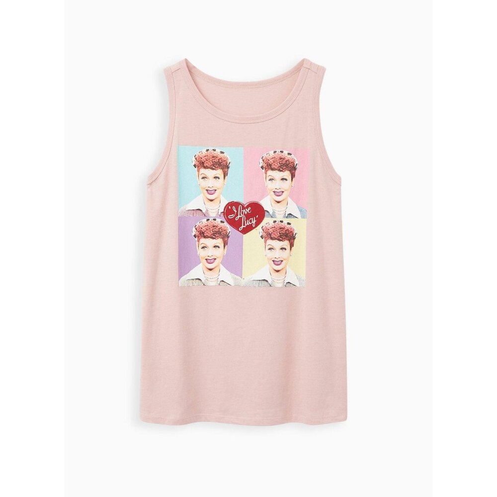 Torrid NWT I Love Lucy Pink Classic Fit Crew Tank size 1X
